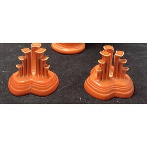 Vintage Homer Laughlin Red Fiesta Persimmons Pair Candle Holders
